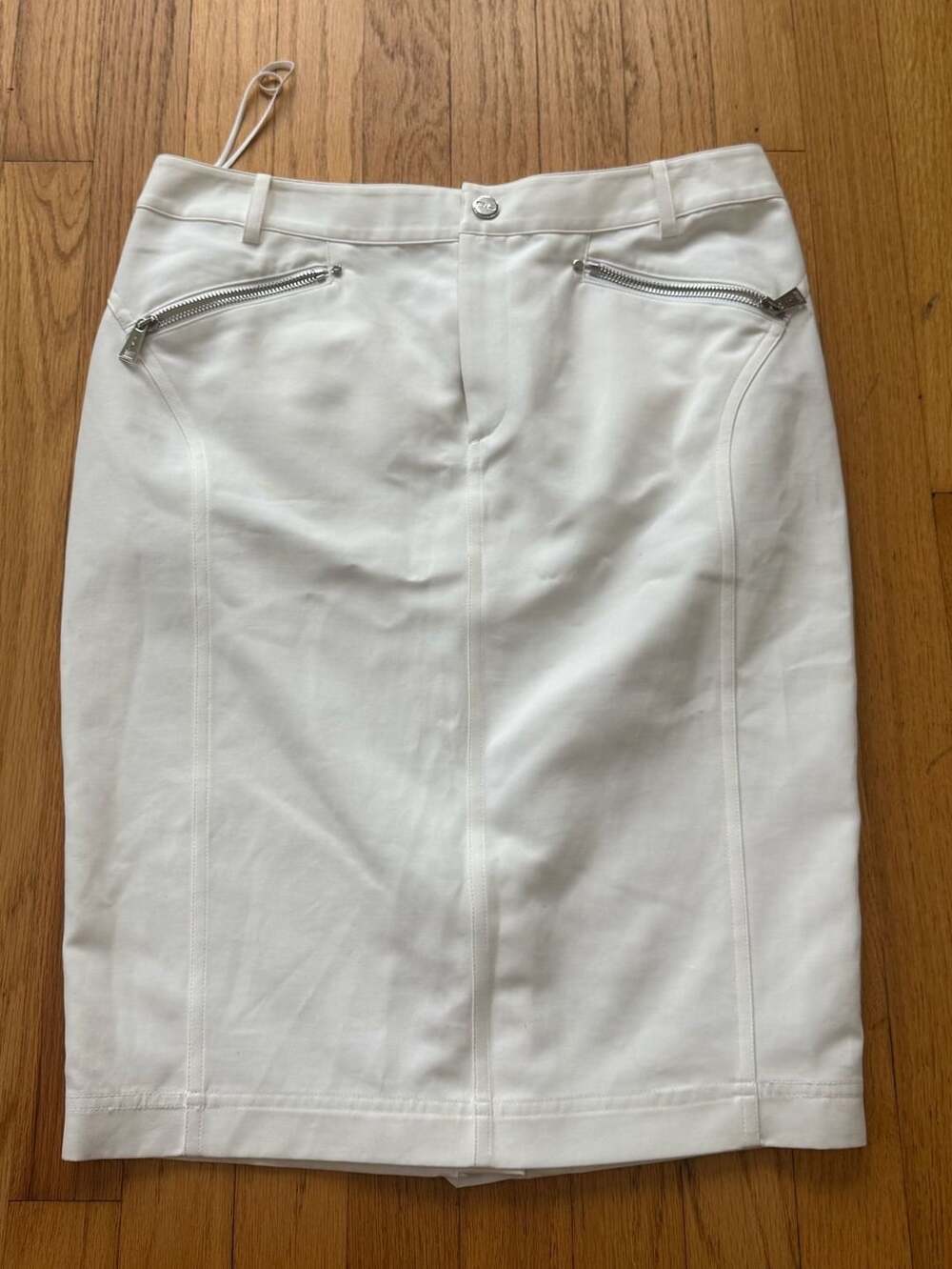 Ralph Lauren White Cotton Mini Skirt with Silver Embellishments
